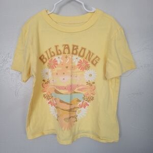 Billabong Little Girls XS Yellow Short Sleeve T-shirt Graphic Tee Sunset Flowers